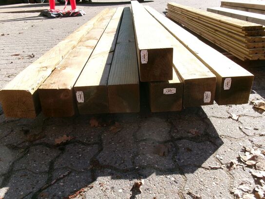 9 stk. stolper 10 x 10 cm, trykimprægneret