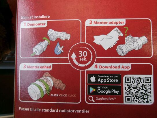 3 stk. termostater, 1 manometer m.m.