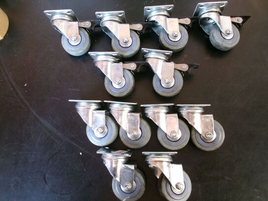 12 stk. møbelhjul Ø5 cm, platform  5 x 5 cm