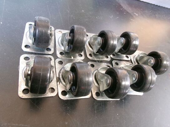 9 stk. møbelhjul Ø3 cm, platform 4,8 x 3,4 cm