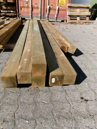 9 stk. stolper 10 x 10 cm, trykimprægneret