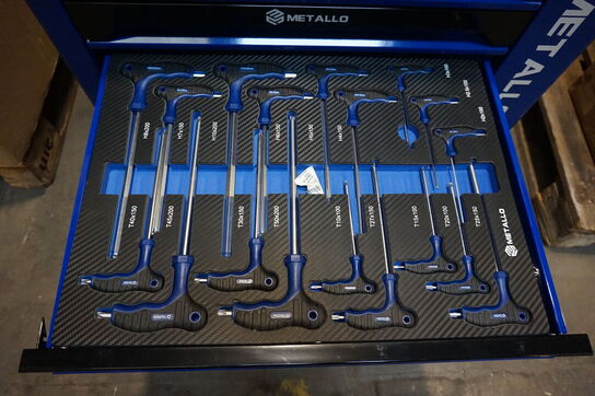 Metallo Værktøjsvogn XXL med værktøj og 8 skuffer og sideskab 