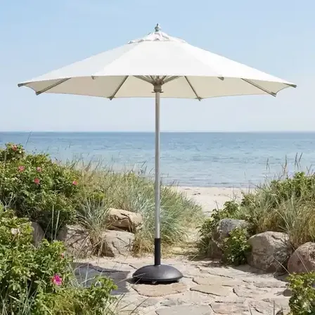 Parasol 3,3 meter i off-white med børstet stål stang