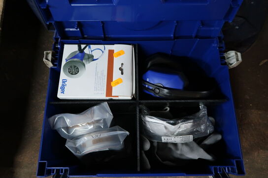 Kasse med fristluftmaske DRÄGER med div. Udstyr