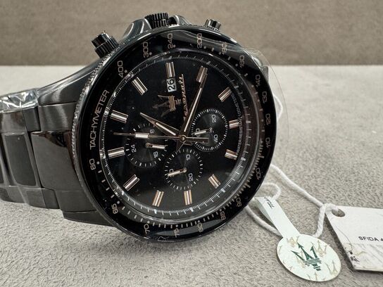 Armbåndsur MASERATI SFIDA 44 MM CHR BLACK DIAL BR BLACK