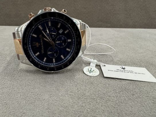 Armbåndsur MASERATI SFIDA 44 MM CHR BLUE DIAL BR SS+RG