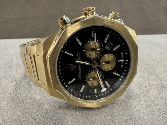 Armbåndsur MASERATI STILE 45 MM CHR BLACK DIAL BR YG