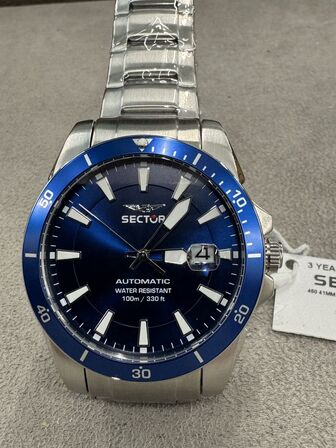 Armbåndsur SECTOR 450 41MM 3H AUTO BLUE DIAL BR SS