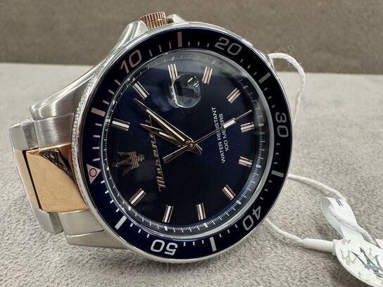 Armbåndsur MASERATI SFIDA 44 MM 3H BLUE DIAL BR SS+RG