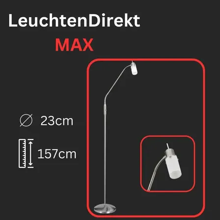 2 stk. leuchtendirekt gulvlampe max led læselampe stålglas(ubrugt)