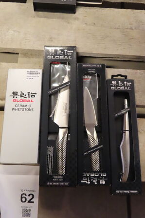 3 stk. Knive GLOBAL & slibesten 