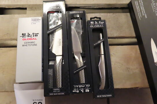 3 stk. Knive GLOBAL & slibesten 