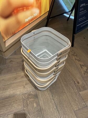 9 stk. indkøbskurve m. træhåndtag