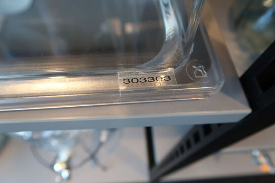 Dispensere med taphane, låg, ur og fade