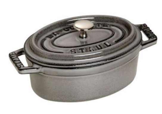 3 stk. Mini cocotte grå oval m/ låg 0,25 ltr Staub (Udstillingsmodel)