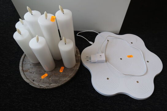 7 stk. lys, opladestation SIRIUS samt serveringsbræt