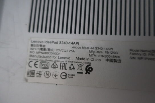 Bærbar computer LENOVO Ideapad S340-14API og flatpay terminal PAX A920Pro