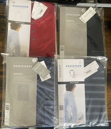 4 sæt pyjamas sæt m korte ben, str medium schiesser pris 2150.-