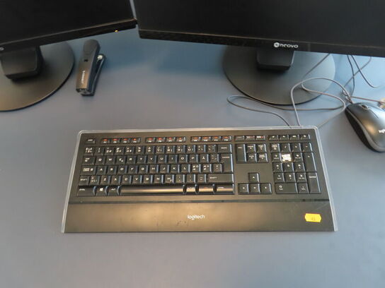 2 stk. monitor, NEOVO FS-24, med keybord og dockinstation