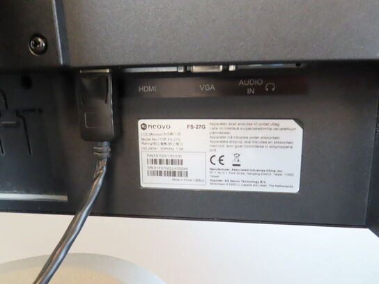 2 stk. monitor, NEOVO FS-27G, med keybord og dockinstation