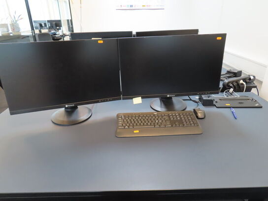 2 stk. monitor, NEOVO FS-27G, med keybord og dockinstation