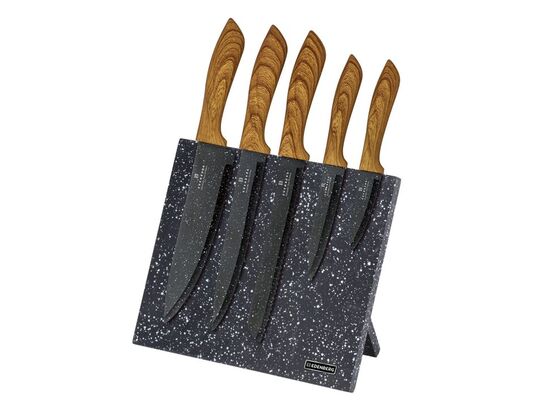 6 dele køkkenknivssæt med magnetisk knivholder