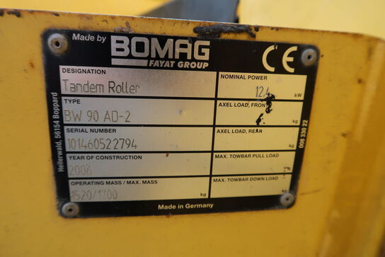 Asfalttromle BOMAG BW 90 AD-2 - Årgang 2006