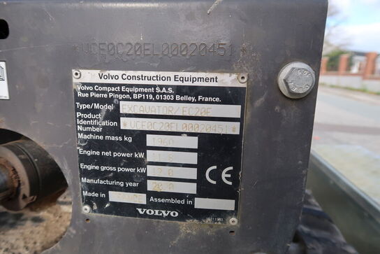 Minigraver VOLVO EC20E - Årgang 2020