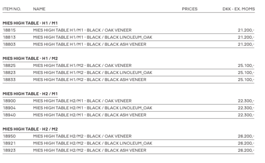 High Table MILLION CPH - MIES - 250x90x91cm - Lys grå/Lys grå Linoleum/Kant Eg