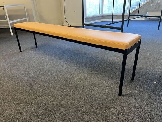 Bench MILLION CPH - MIES - 180x32x47cm - Sort/Camel læder