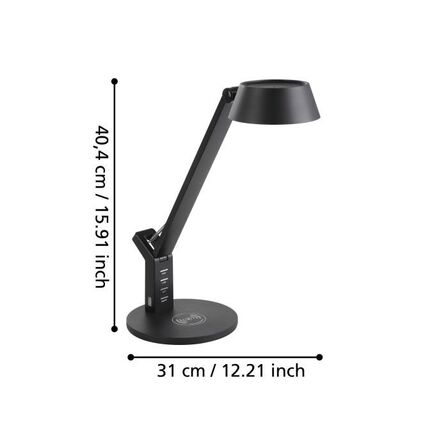 2 stk. eglo banderalo bordlampe qi 700lm 3000-6500k dæmpbar sort(ubrugt)