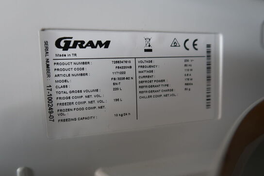 Skabsfryser til indbygning GRAM 