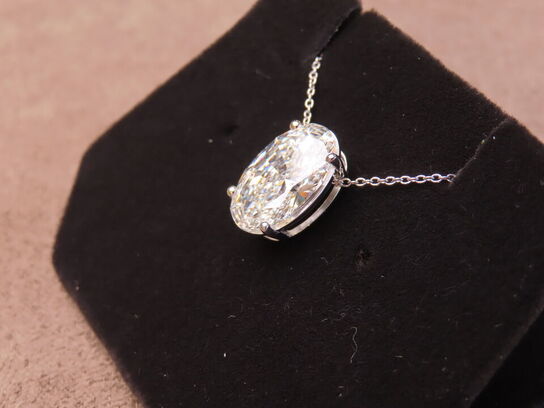 14 kt. Hvidguldhalskæde med 4.01 ct. Briliantsleben Diamant