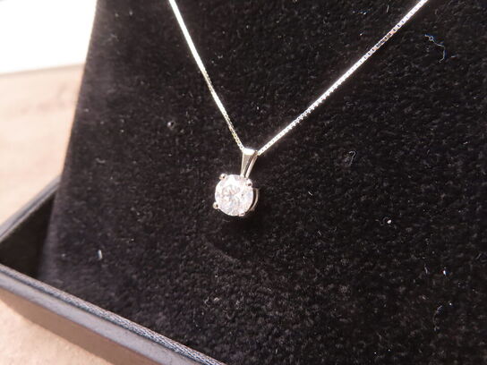 Diamanthalskæde med 0,96 ct. naturlig diamant og 14K hvidguld