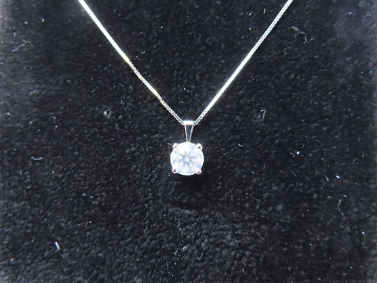 Diamanthalskæde med 0,96 ct. naturlig diamant og 14K hvidguld