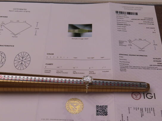 14 kt. Guldring med 4.09 ct. Briliantsleben Diamant