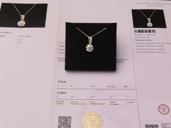 14 kt. Guldhalskæde med 2.04 ct. Briliantsleben Diamant