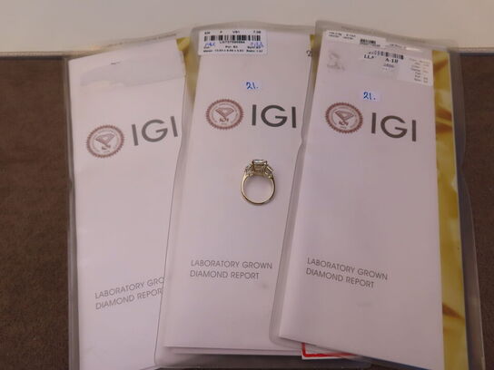 14 kt. Guldring med 9.12 ct. Emeraldsleben Diamanter