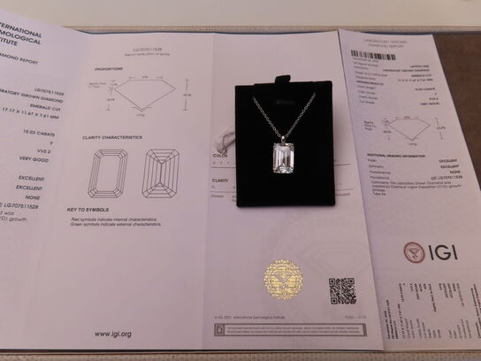 14 kt. Hvidguldhalskæde med 15,03 ct. Briliantsleben Diamant