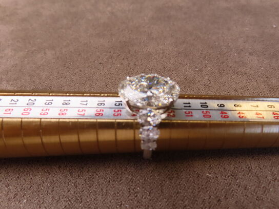 14 kt. Hvidguldring med 7.05 ct. Briliantsleben Diamant