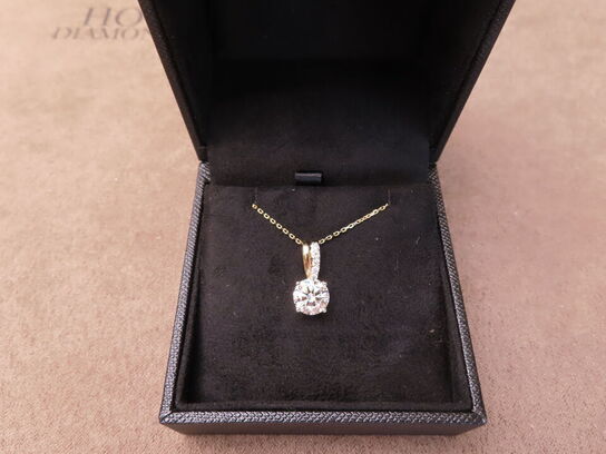 14 kt. Guldhalskæde med 2.04 ct. Briliantsleben Diamant