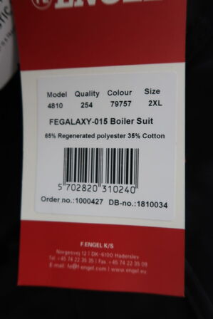 1 stk. Engel | Galaxy kedeldragt | Mørk grå/rød | 2XL