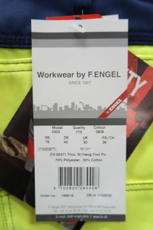 1 stk. Engel | Safety EN ISO 20471 buks med hængelommer | Gul/marine | 76