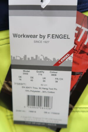 1 stk. Engel | Safety EN ISO 20471 buks med hængelommer | Gul/marine | 76