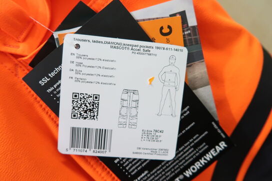 1 stk. Mascot | Bukser med knælommer | Orange/mørk marine | 76C42