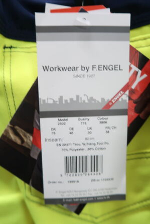 1 stk. Engel | Safety EN ISO 20471 buks med hængelommer | Gul/marine | 76