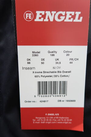 1 stk. Engel | X-treme strækbar overall | Sort | 88