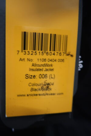 1 stk. Snickers | AllroundWork, vinterjakke | Sort/sort | L