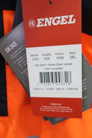 1 stk. Engel | Safety EN 20471 parka skaljakke | Orange/marine | 3XL