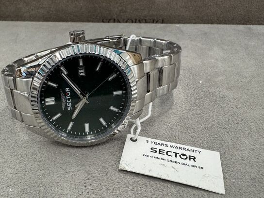 Armbåndsur SECTOR 240 41 MM 3H GREEN DIAL BR SS